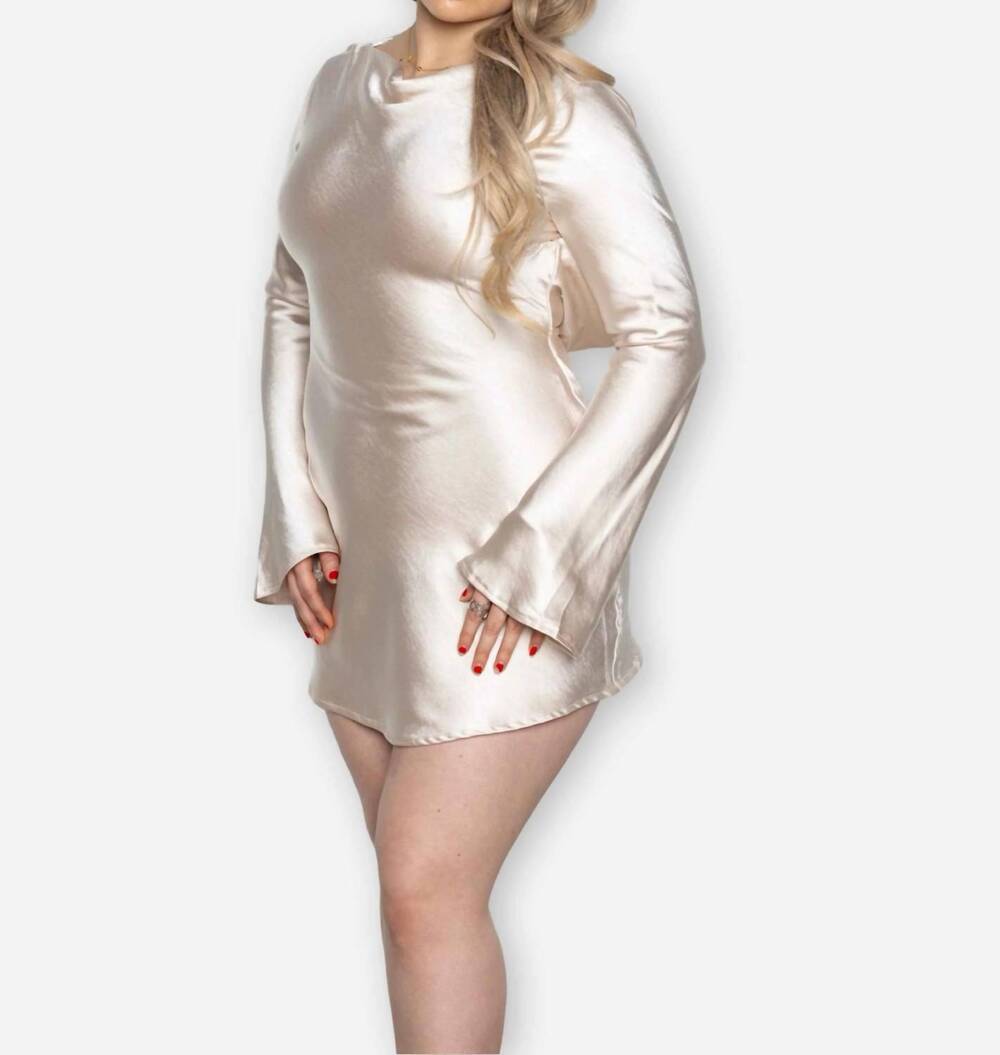 NEW ONE AND ONLY COLLECTIVE cowl back dress with diamante rope in champagne
